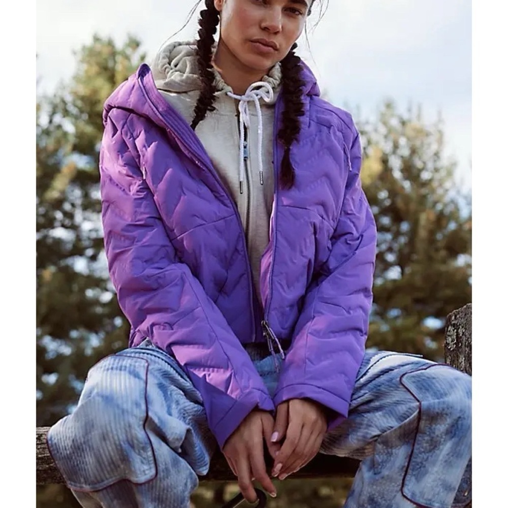 New Free People Movement Packable Puffer Jacket Purple Wavy XS